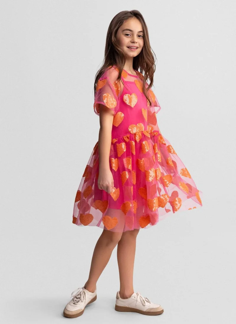 مينوتي Girls pink sleeveless tulle party dress 3-15 years